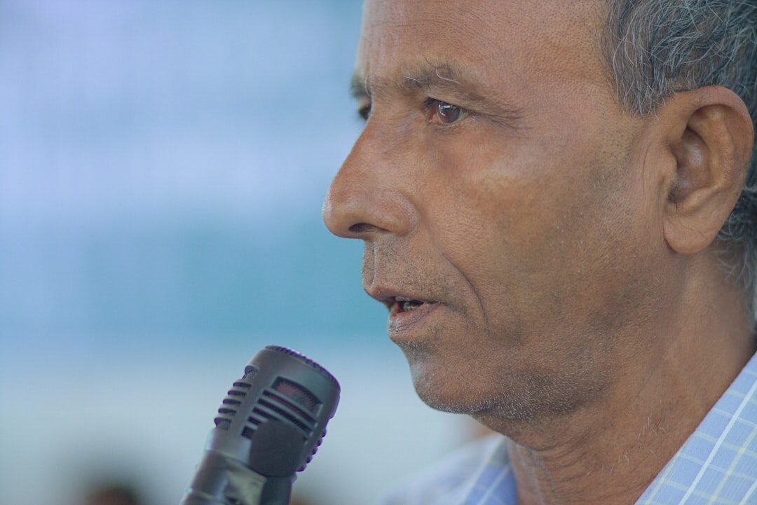 speaker addressing crowd